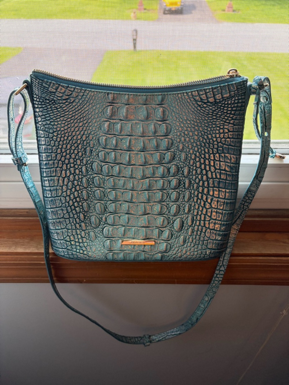 Brahmin Teal Croc-Katie Embossed Crossbody - Picture 9 of 9